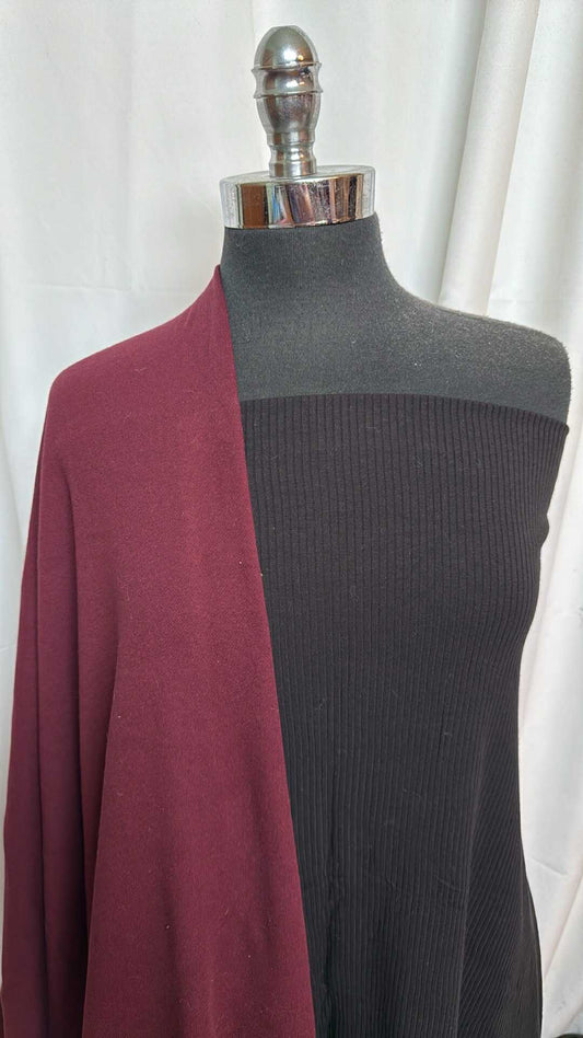 BLACK/BURGUNDY BUNDLE : 2YD Burgundy C/P FT & 2YD Black C/S Rib : A27631