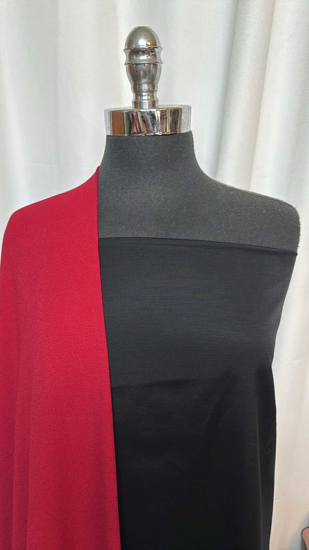 BLACK/DEEP RED BUNDLE : 2YD Black Taffeta & 2YD Deep Red Bubble Crepe : A28799