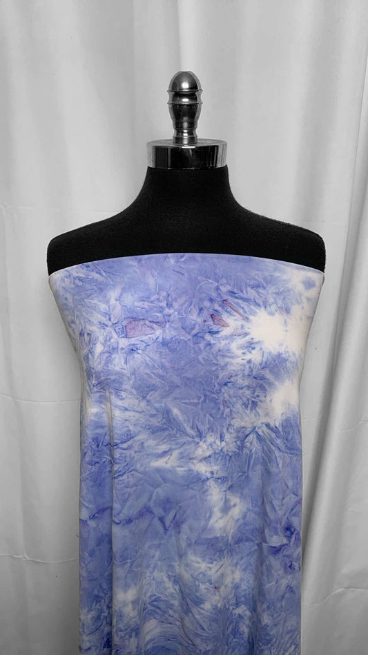 Blue/White Tie Dye - Double Brushed Poly Spandex - 2 Yard Cut