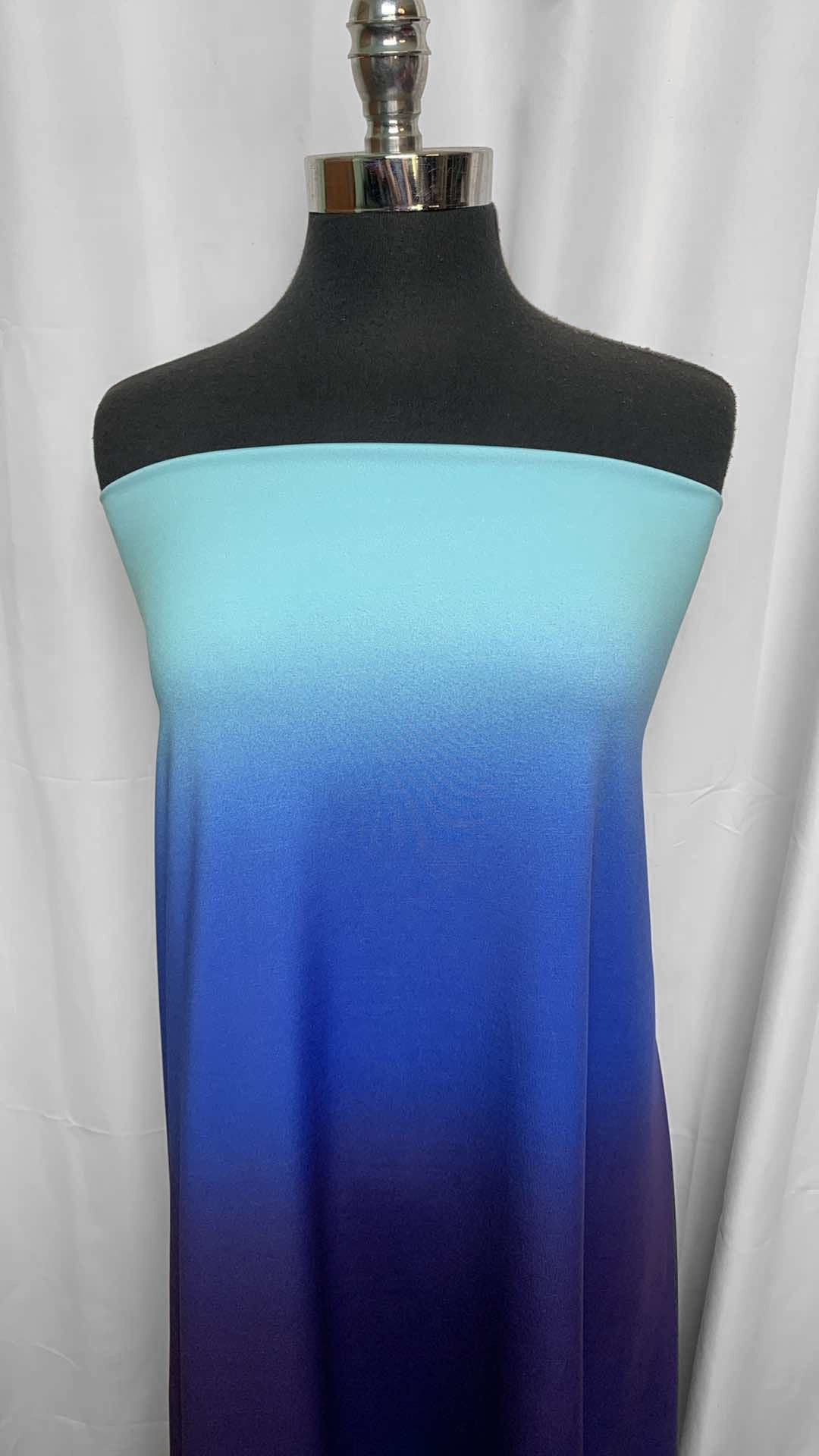 Navy/Blue/Aqua Ombre - Poly/Spandex Performance - 3 Yard Cut
