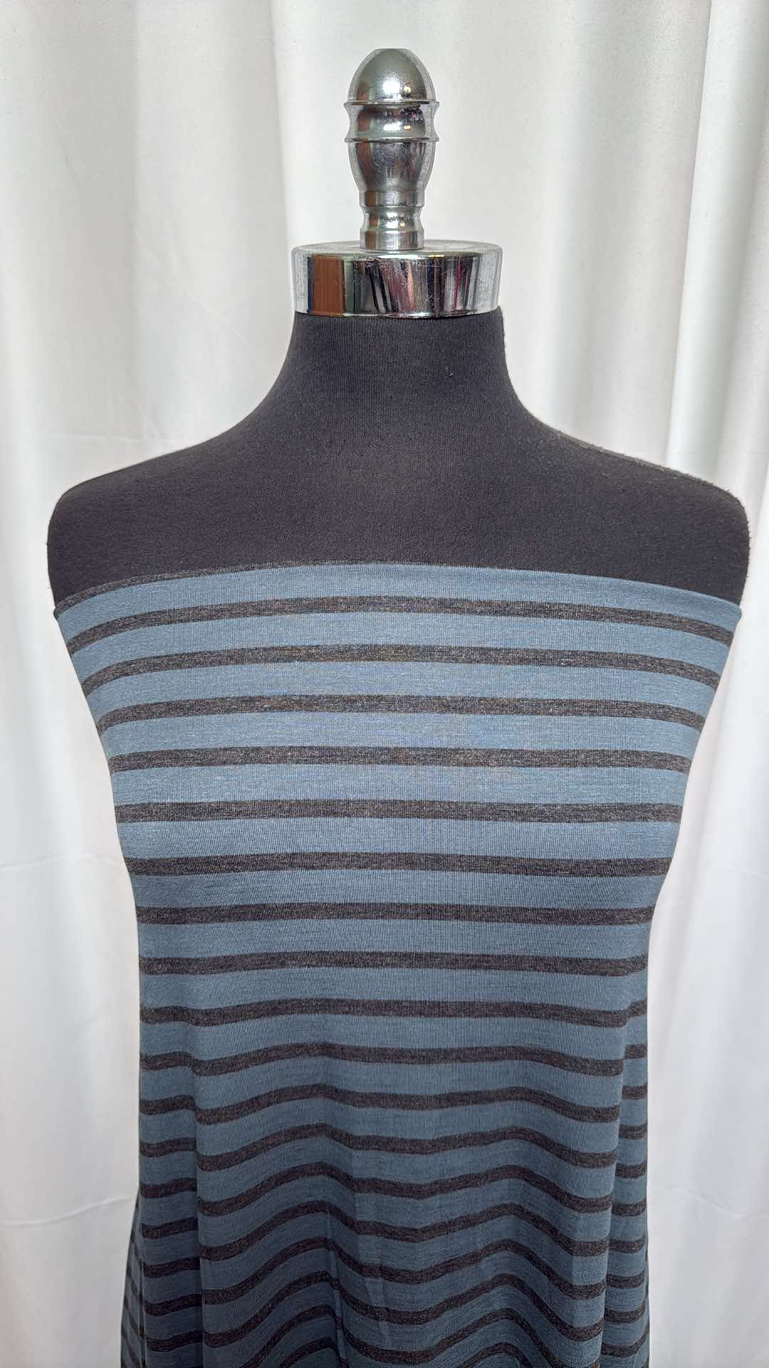 Blue/Charcoal Stripe - Bamboo Spandex - 2 Yard Cut