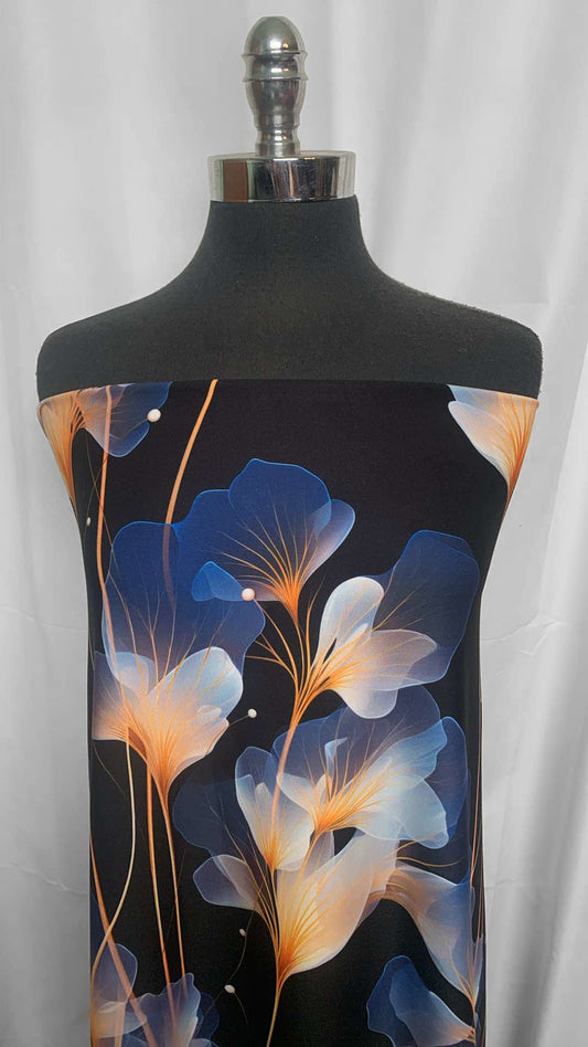 Translucent Floral - Poly/Spandex Performance - 1 Yard Cut