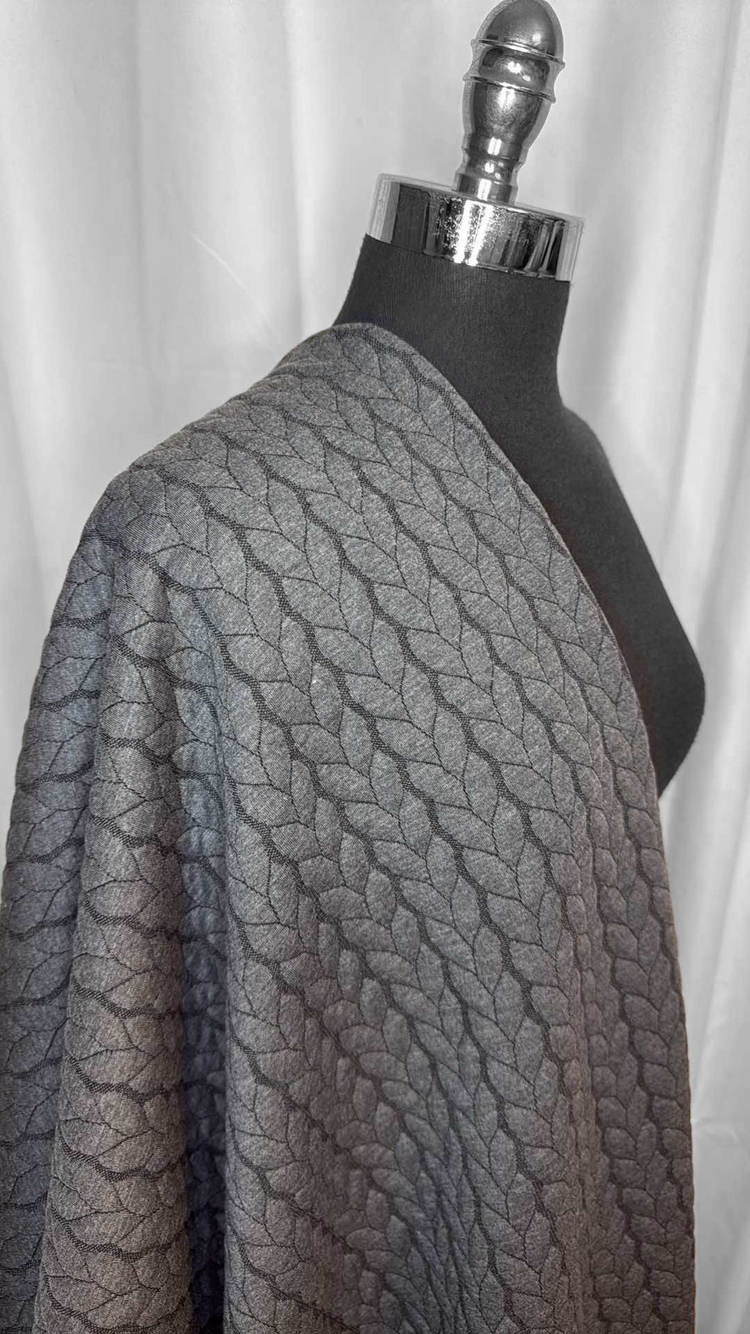 Charcoal Cable - Quilted Knit - 2 Yard Cut
