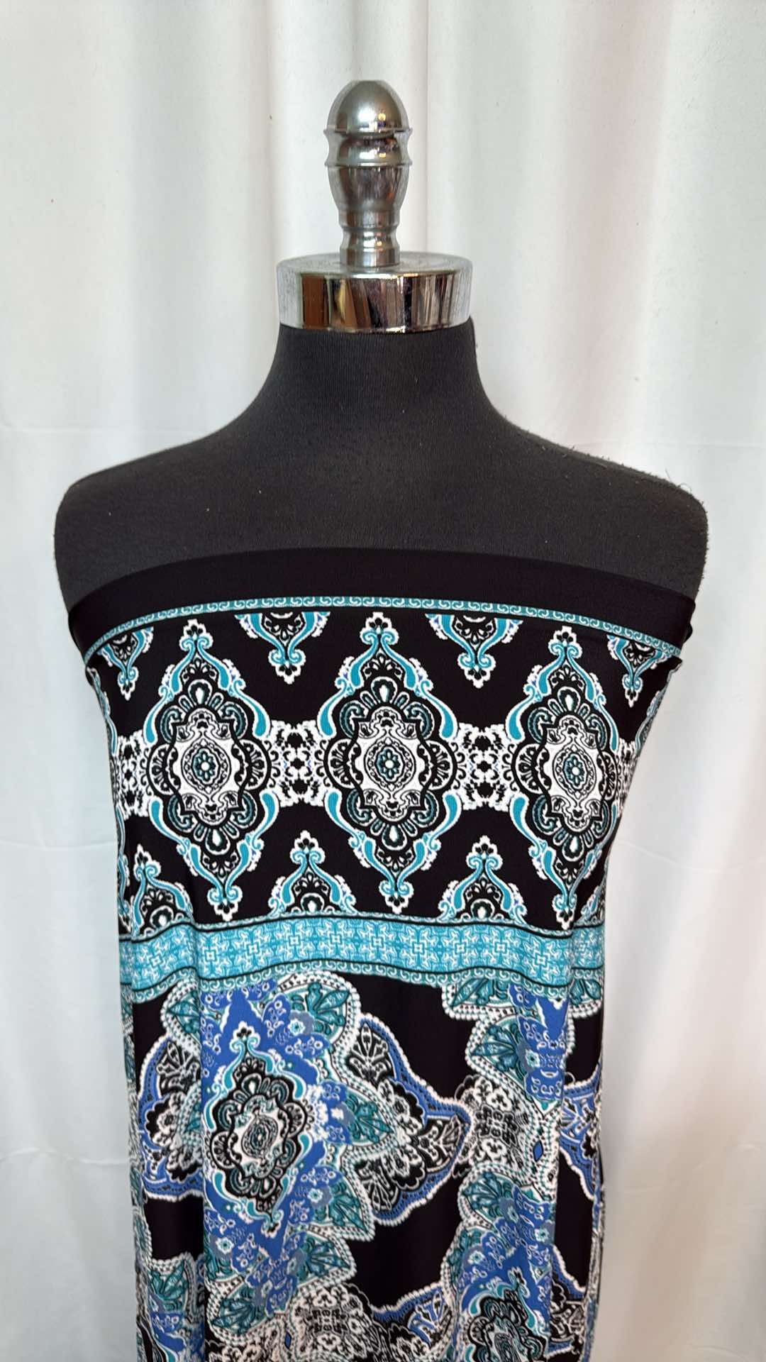 Blue/Black Double Border w/Puff - ITY - 2 Yard Cut