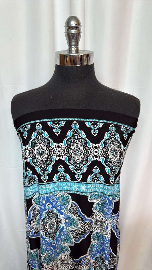 Blue/Black Double Border w/Puff - ITY - 2 Yard Cut