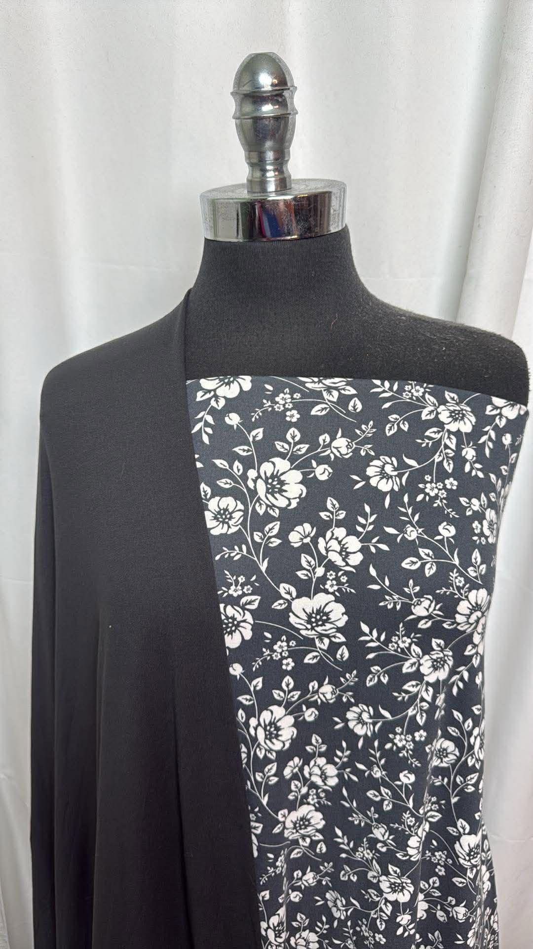 CHARCOAL/GREY FLORAL BUNDLE : 1.5YD Charcoal DBP & 2YD Grey Floral DBP : A30325