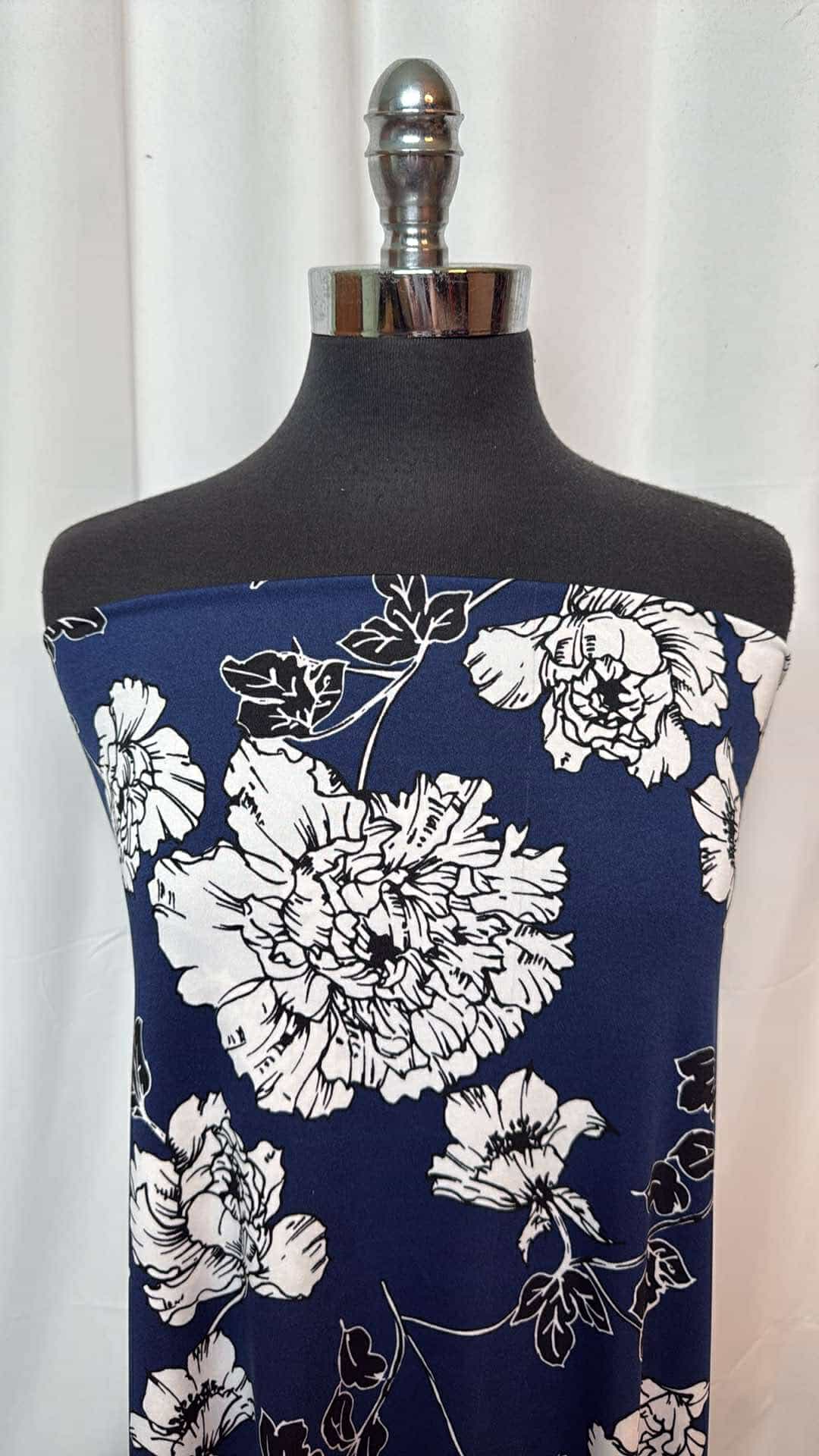 Navy/White Floral - ITY - 2 Yard Cut