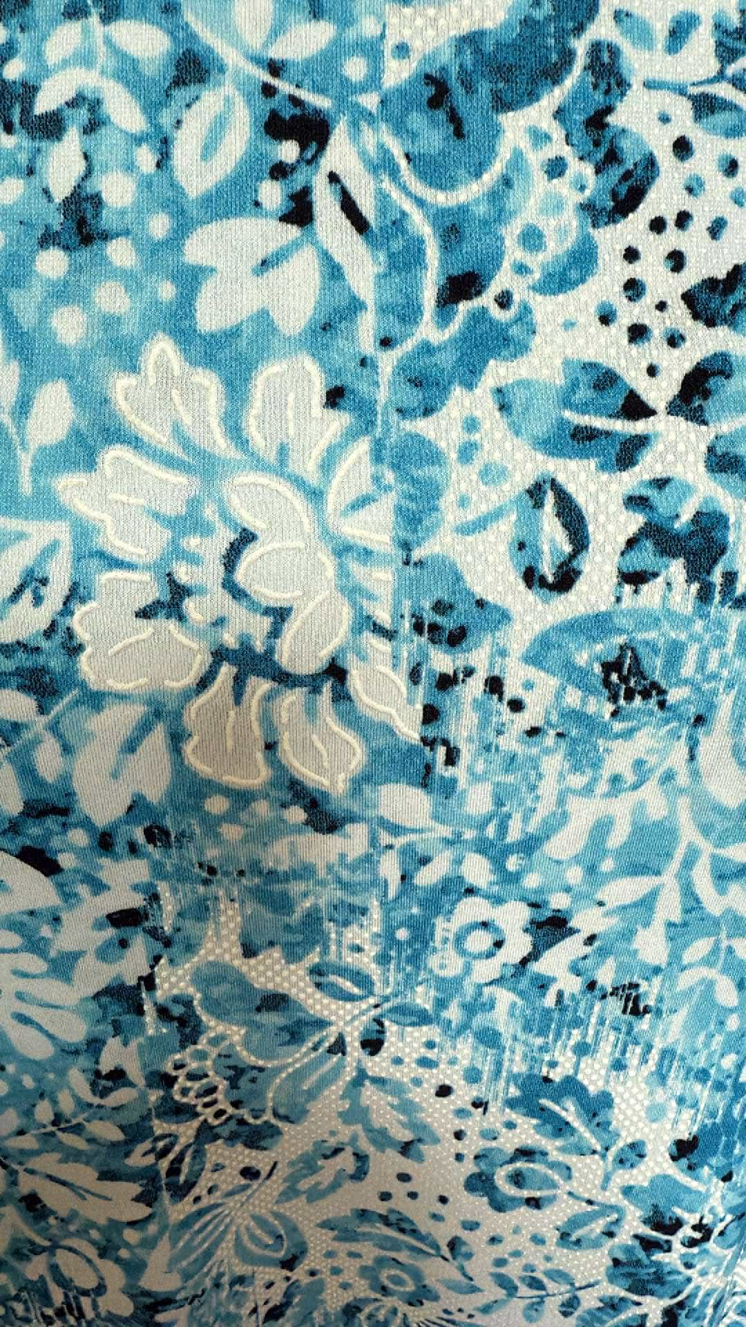 Blue/White Floral w/Puff Texture - ITY - 2 Yard Cut