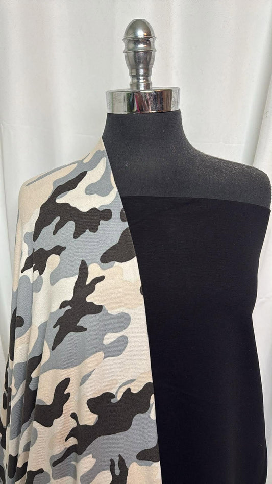 BLACK/CAMO BUNDLE : 2YD Black Ponte & 2.5YD Camo Oakley SK : A30236