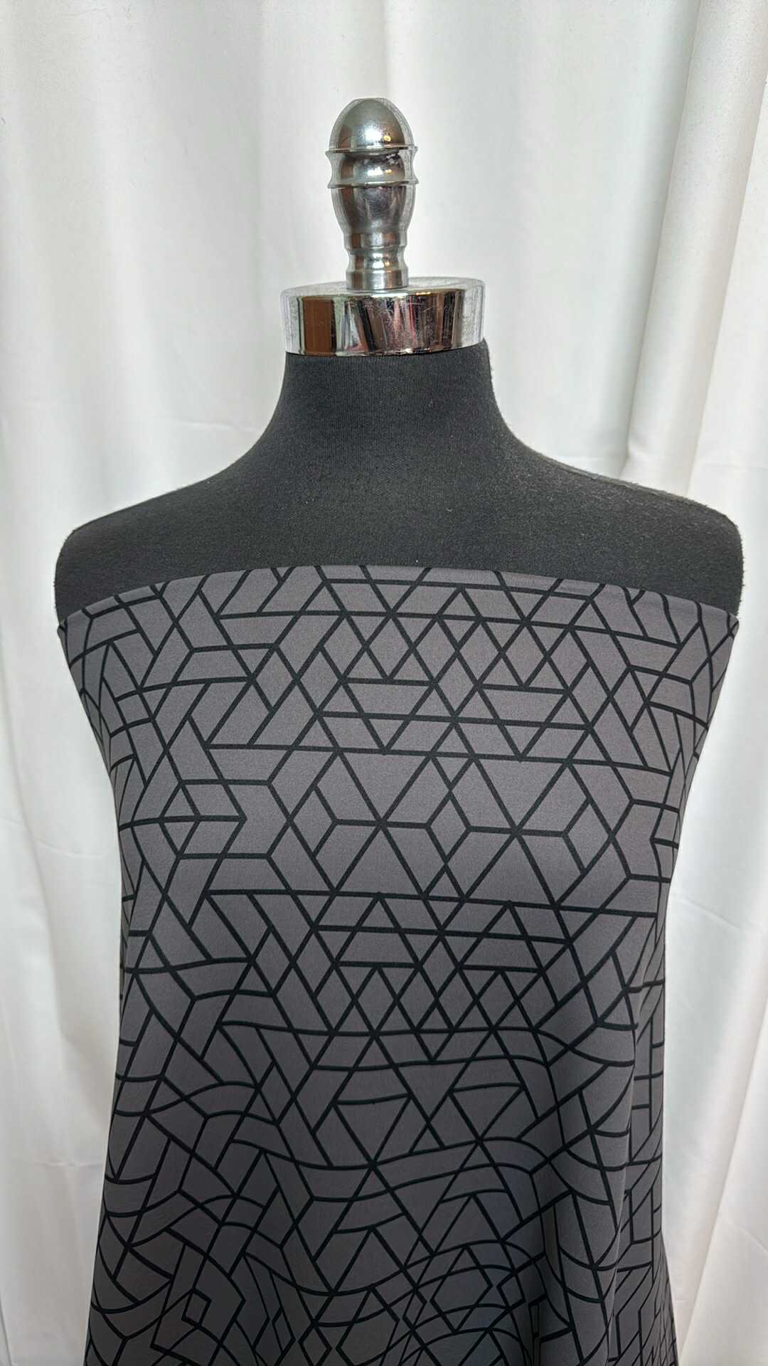 Grey Geometric - Performance (Peached Face) - 3 Yard Cut