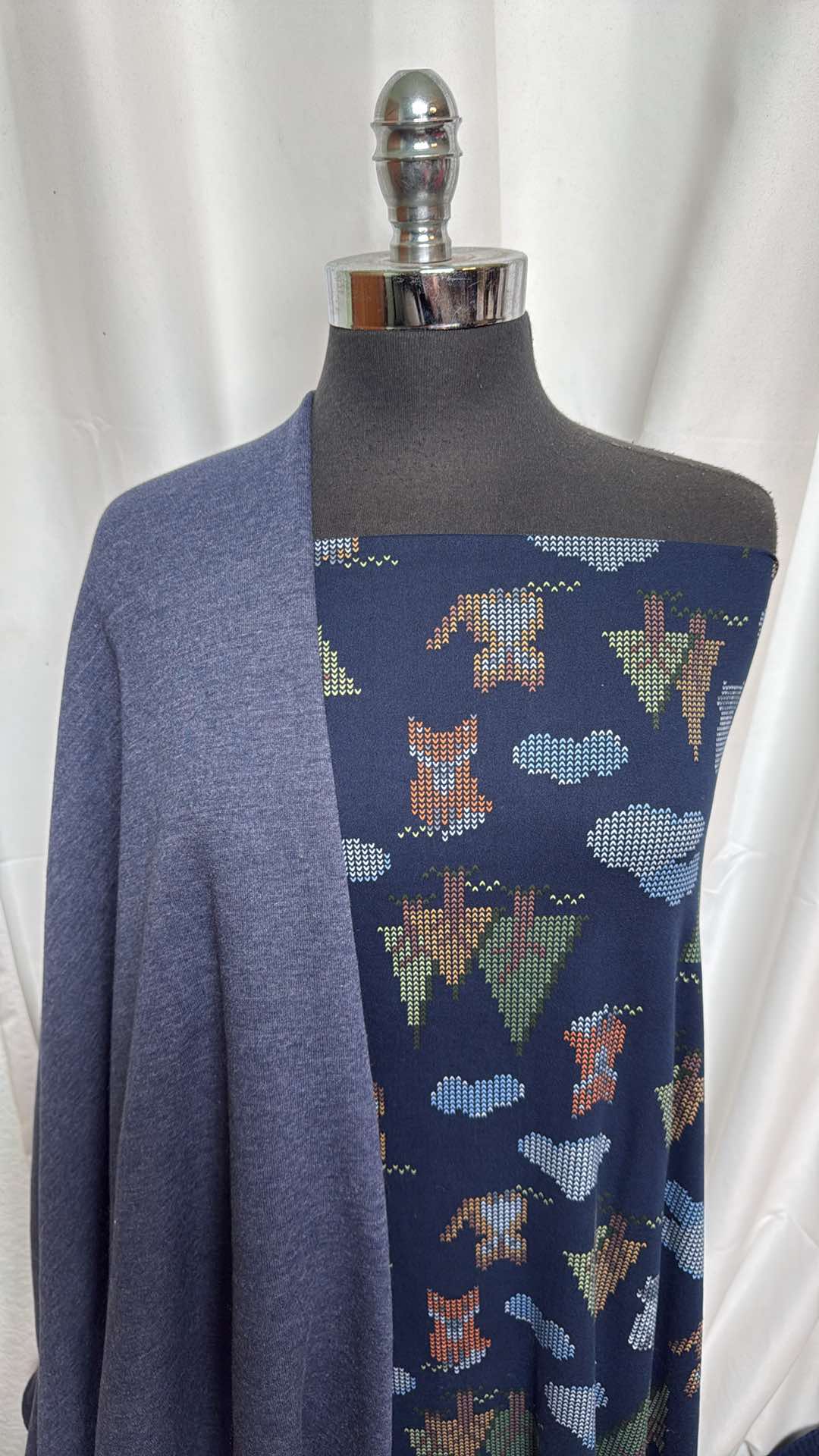 NAVY/WOODLAND BUNDLE : 2YD Woodland Friends DBP & 2YD Heathered Navy Sweatshirt Fleece (72" Wide) : A26034