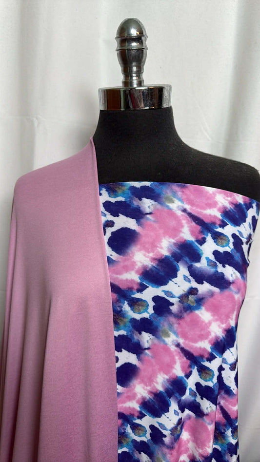 PINK/TIE DYE BUNDLE : 3YD Tie Dye ITY & 2YD Pink Featherweight PF : A29763