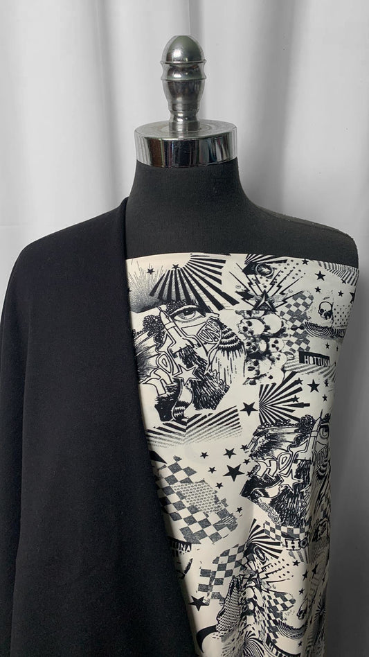 BLACK/IVORY ABSTRACT BUNDLE : 2YD Black Heavy Cotton FT & 2YD Ivory Abstract P/S : A25073