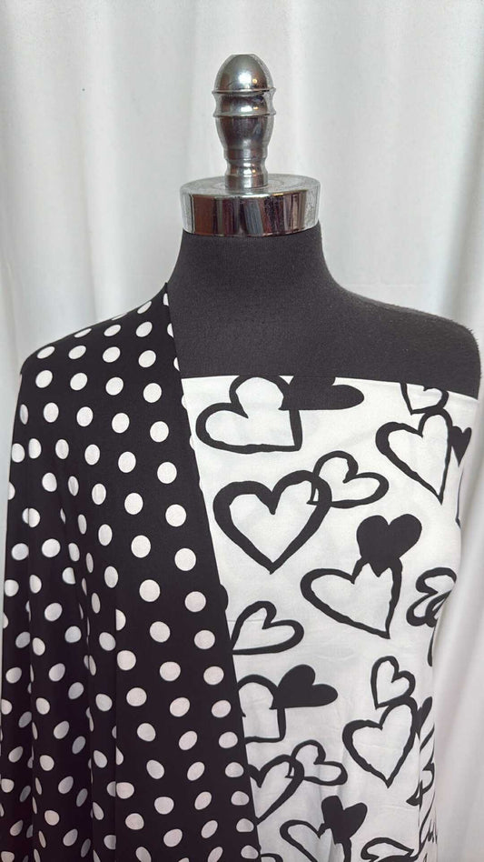 MONOCHROME DOTS/HEARTS BUNDLE : 2YD Hearts DBP & 2YD Polka Dots DBP : A28137