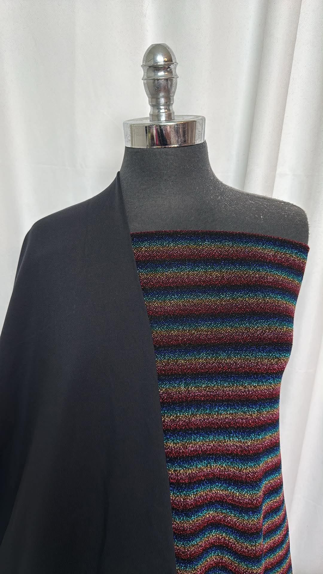 BLACK/LUREX STRIPE BUNDLE : 2YD Black Supplex PF & 2YD Stripe P/S w/Lurex : A30678