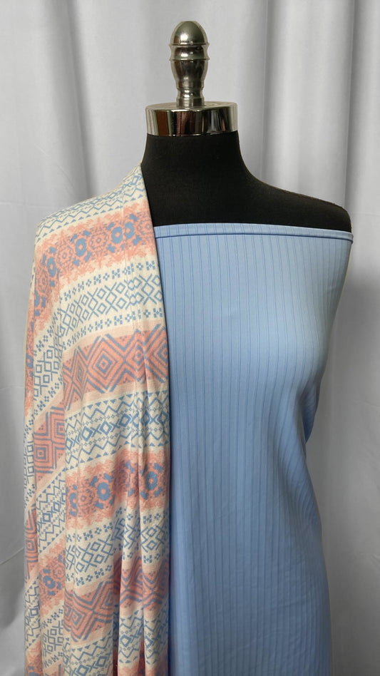 BLUE/GEO STRIPE BUNDLE : 2YD Geo Stripe Oakley SK & 2YD Light Blue Variegated Stripe Top-Weight PF : A24977