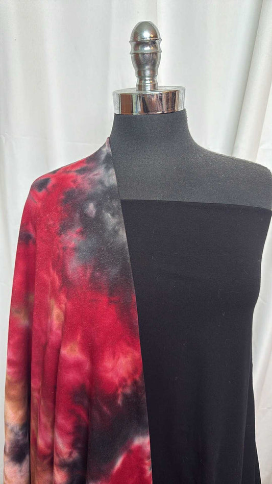 BLACK/RED TIE DYE BUNDLE : 2YD Black C/S & 2YD Tie Dye C/P FT : A27589