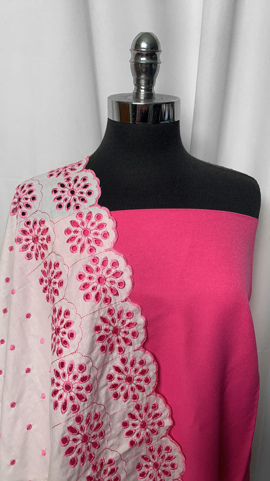 PINK/EYELET BORDER BUNDLE : 2YD Pink Millennium & 2YD Double-Border Eyelet Cotton Woven : A2217
