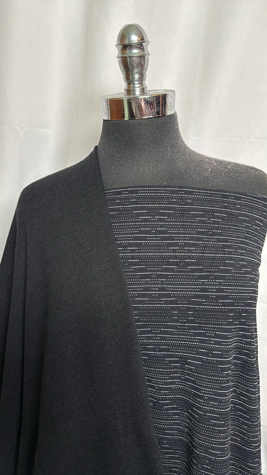 BLACK/JACQUARD BUNDLE : 2YD Black Sweatshirt Fleece (72" Wide) & 2YD Jacquard Heavy PF : A30029