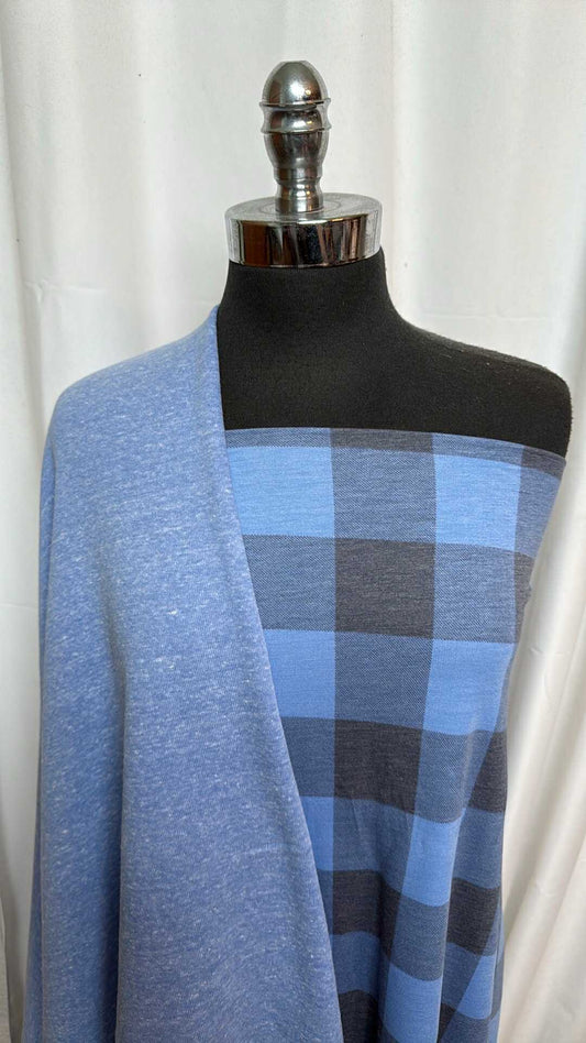 BLUE PLAID BUNDLE : 1YD Blue Sweatshirt Fleece & 2YD Blue Plaid PRS FT : A27939