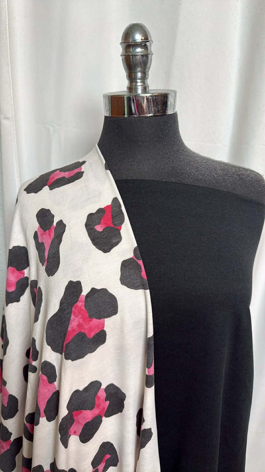 BLACK/BIG LEOPARD BUNDLE : 1.5YD Black 2-Tone Peached PF & 2YD Big Leopard PRS FT : A29630