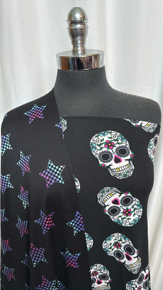 SUGAR SKULL/STAR BUNDLE : 2YD Sugar Skull DBP & 2YD Checkered Star PRS FT : A28312
