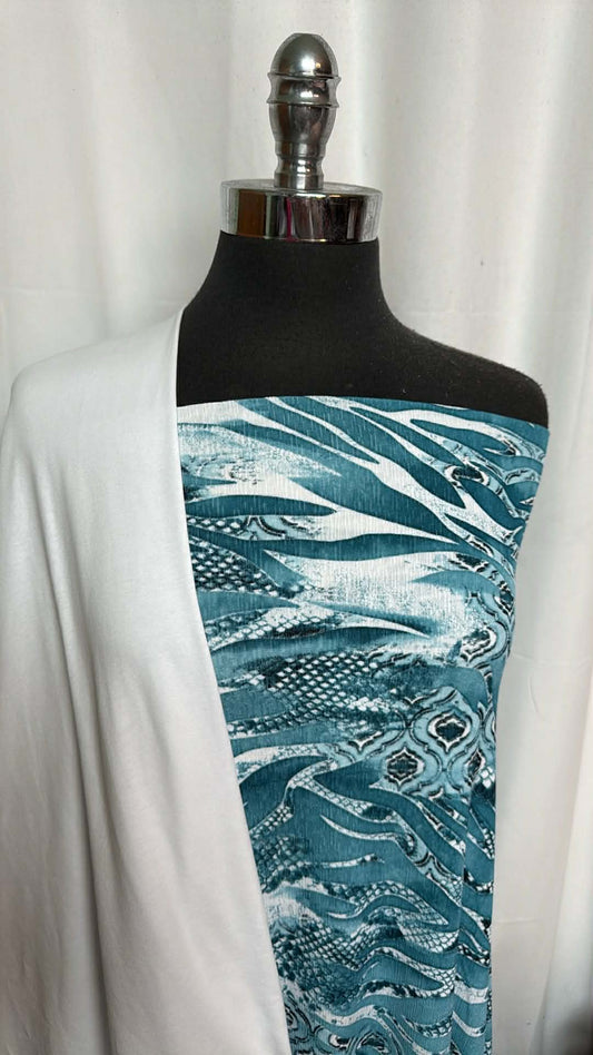 WHITE/TEAL ABSTRACT BUNDLE : 4YD Teal Abstract P/S & 2YD White C/S : A29581