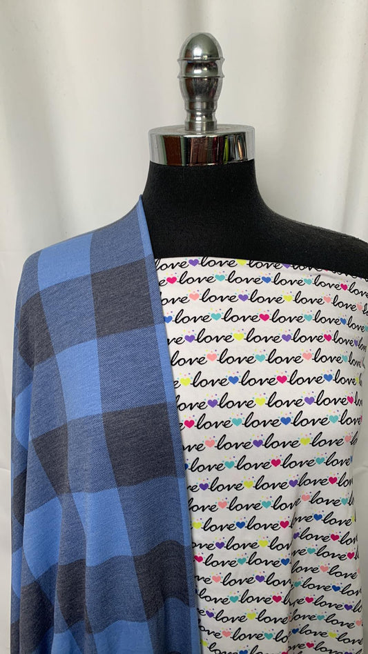 BLUE PLAID/LOVE BUNDLE : 2YD Blue Plaid FT & 2YD Love Script DBP : A2022