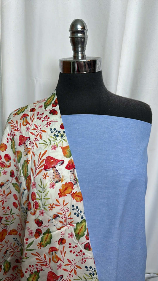 TOADSTOOL/CHAMBRAY BUNDLE : 2YD Chambray & 2YD Toadstool Cotton : A29825