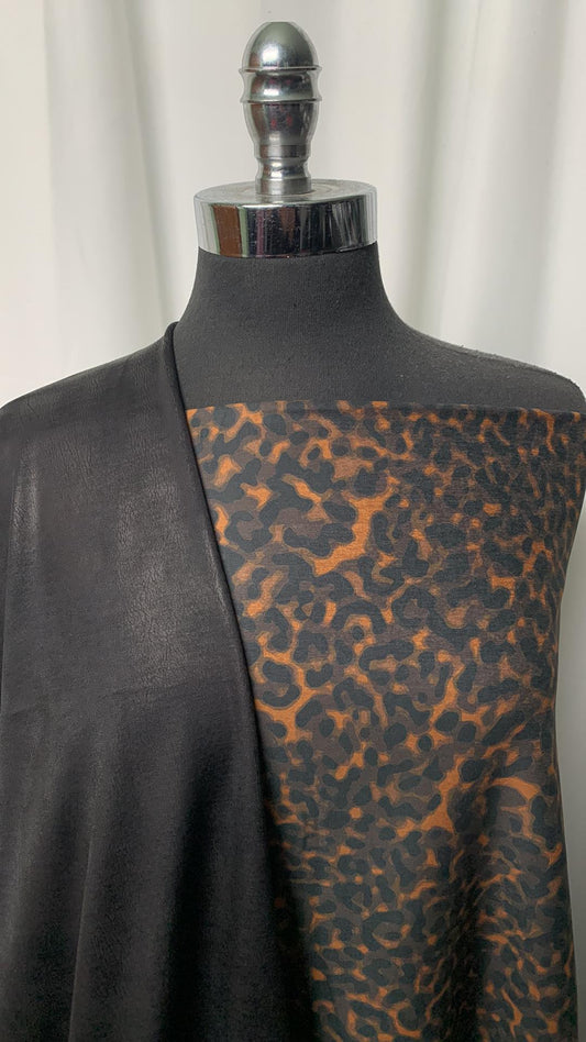 BLACK CAT BUNDLE : 2YD Leopard Peached PF & 2YD "Cracked Leather" Foil Heavy P/S : A1870