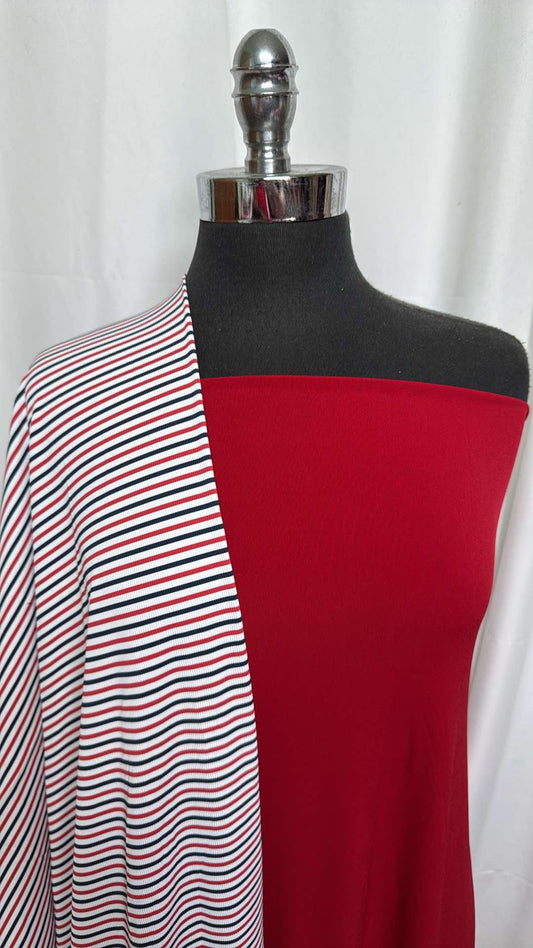 RED/STRIPE BUNDLE : 2YD Red ITY & 2YD Stripe Rib N/S : A27383