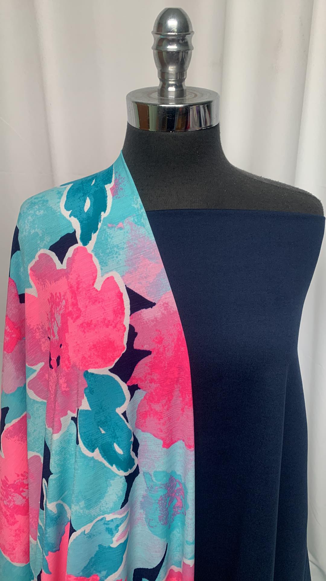 NAVY/AQUA-PINK FLORAL BUNDLE : 2YD Navy Peached PF & 2YD Aqua-Pink Floral ITY : A25281