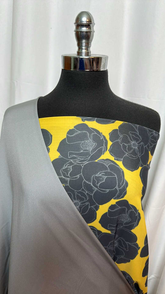 SILVER/YELLOW FLORAL BUNDLE : 2YD Yellow Floral N/S & 2YD Silver N/S : A28047