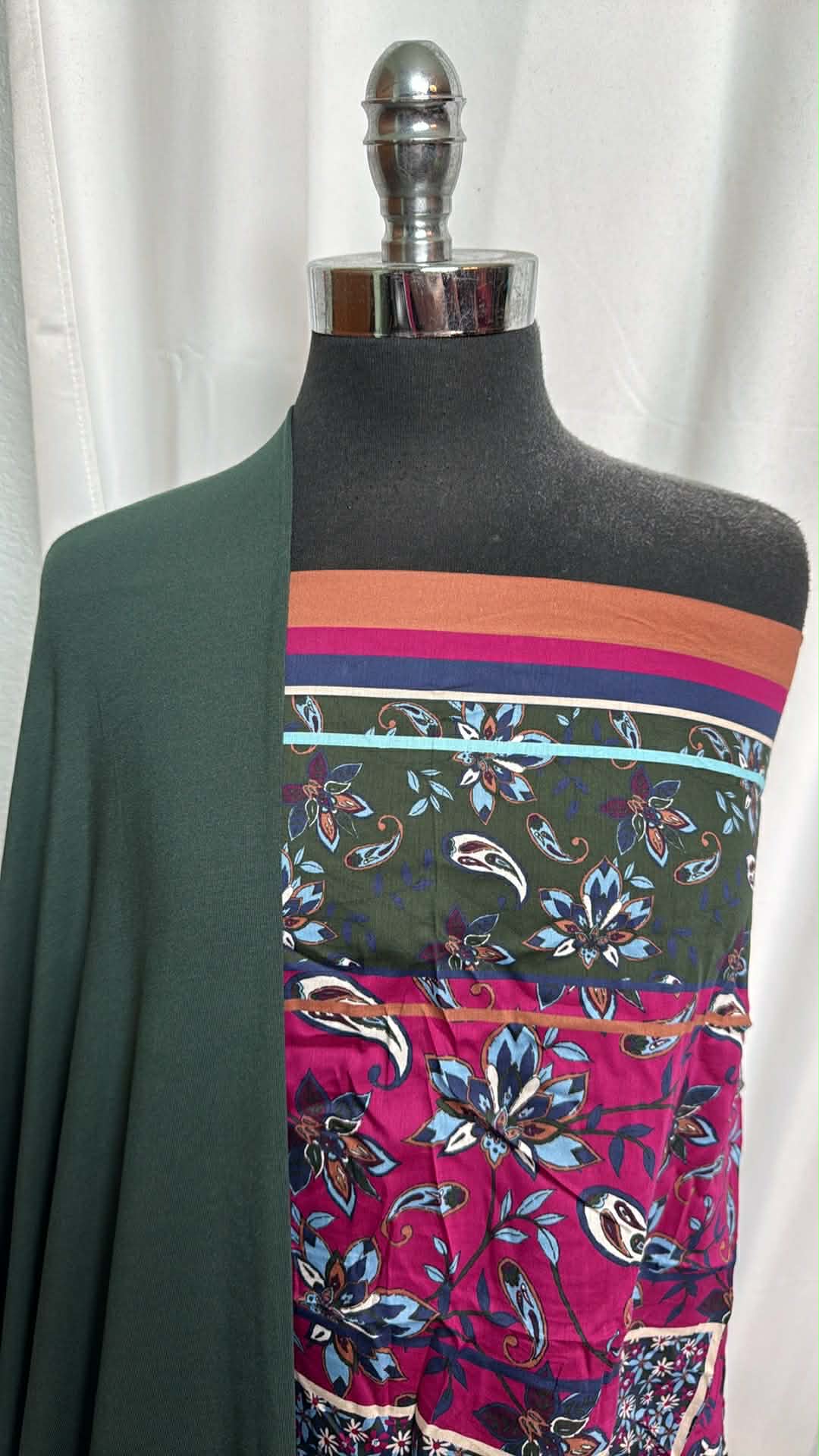 FIR/SCARF PRINT BUNDLE : 2YD Scarf Print Silk/Cotton Woven & 1.5YD Fir Modal/Spandex : A29654