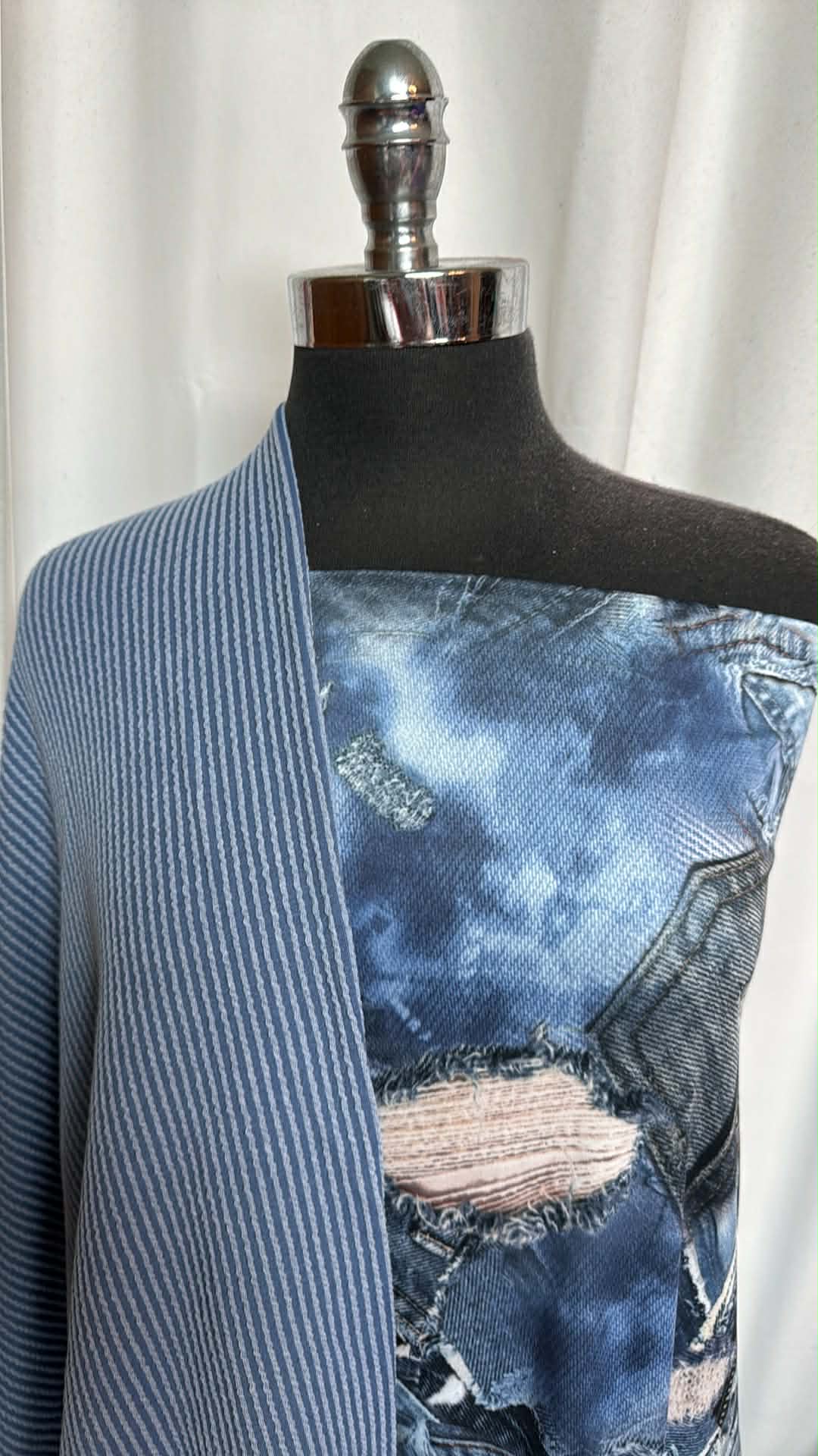 BLUE/JEANS BUNDLE : 3YD Ripped Jeans Venezia & 1YD Blue Urban Rib : A29836