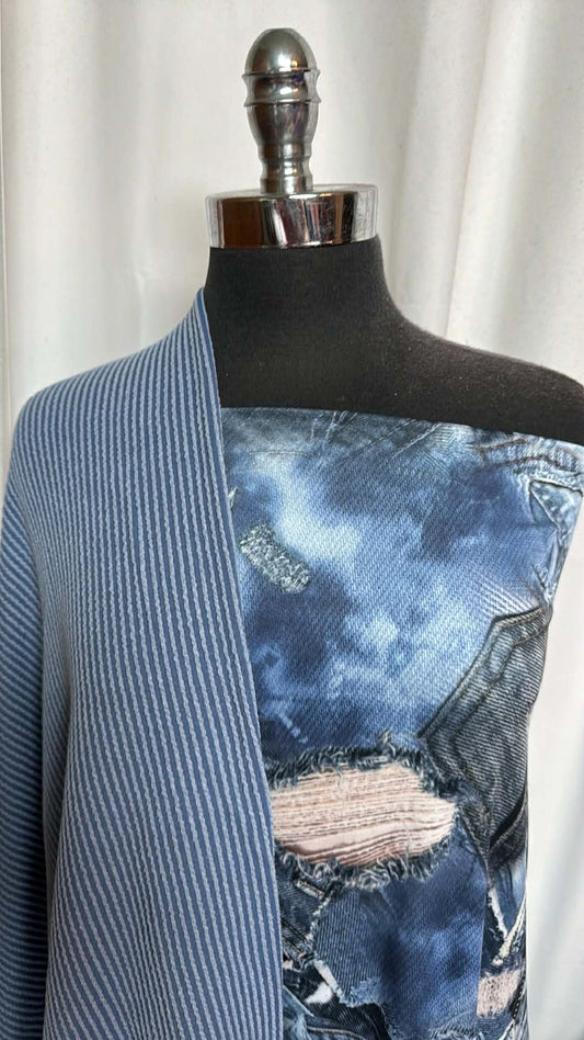 BLUE/JEANS BUNDLE : 3YD Ripped Jeans Venezia & 1YD Blue Urban Rib : A29836