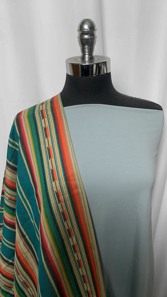 SOUTHWEST/SLATE BUNDLE : 2YD Solid Slate MVC & 2YD Southwest Yarn-Dyed Cotton Woven : A2474