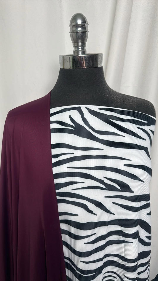 ZEBRA/WINE BUNDLE : 1.5YD Zebra Ribbed N/S Swim & 2YD Wine N/S Swim : A30816