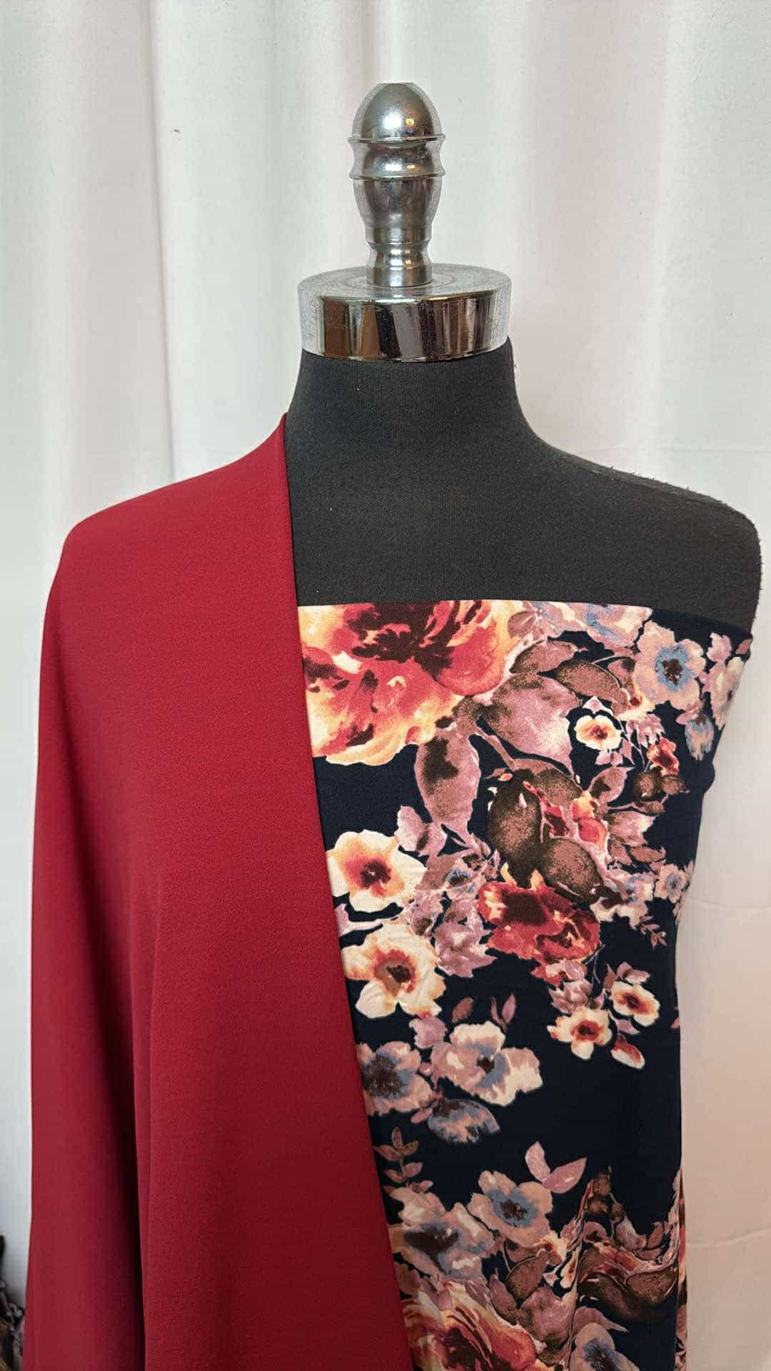 RED/FLORAL BUNDLE : 2YD Floral SBP & 2YD Red Crepe Scuba : A26916