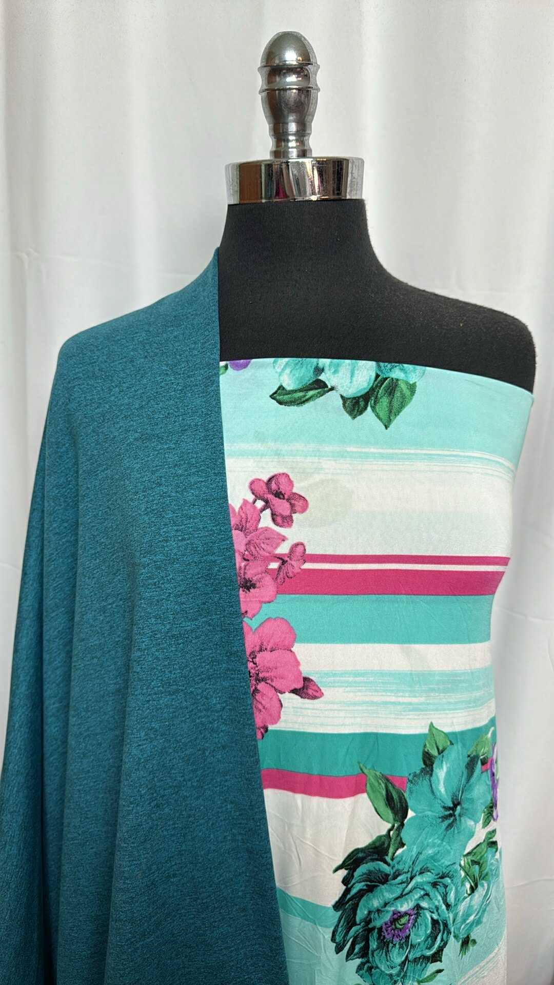 SEAFOAM/STRIPE FLORAL BUNDLE : 2.5YD Stripe Floral Venezia & 1YD Seafoam Peached PF : A29029