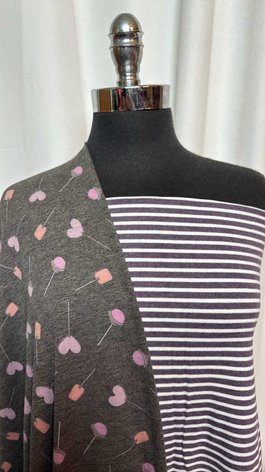 LOLLIPOP/STRIPE BUNDLE : 2YD Stripe Organic C/S Interlock & 2YD Lollipop PRS FT : A28806