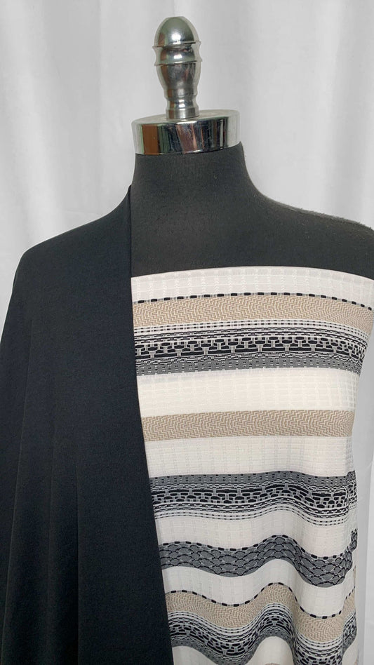 BLACK/GEO STRIPE BUNDLE : 2.5YD Black 2-tone Peached PF & 2YD Geo Stripe N/S Jacquard : A25672
