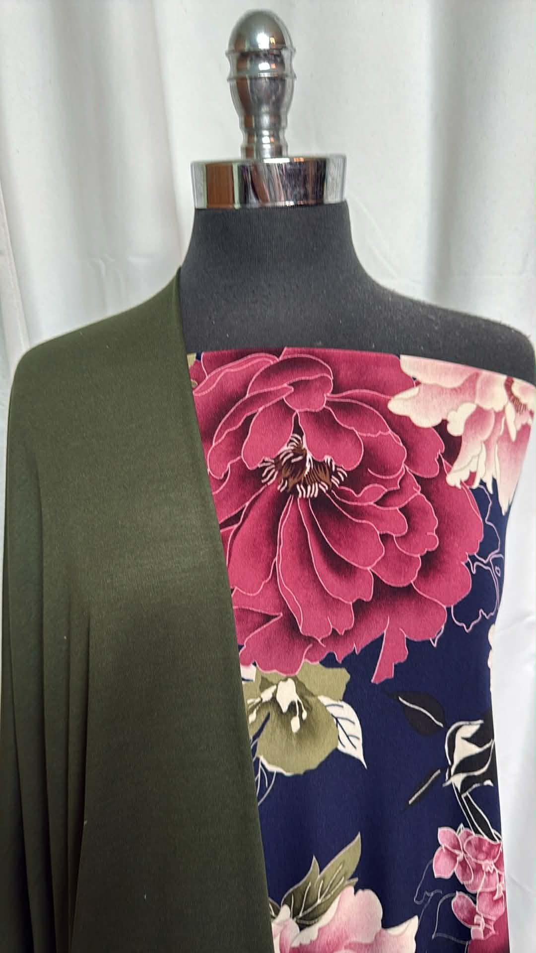 OLIVE/BIG FLORAL BUNDLE : 2YD Big Floral ITY & 2.5YD Olive Baby FT : A29593