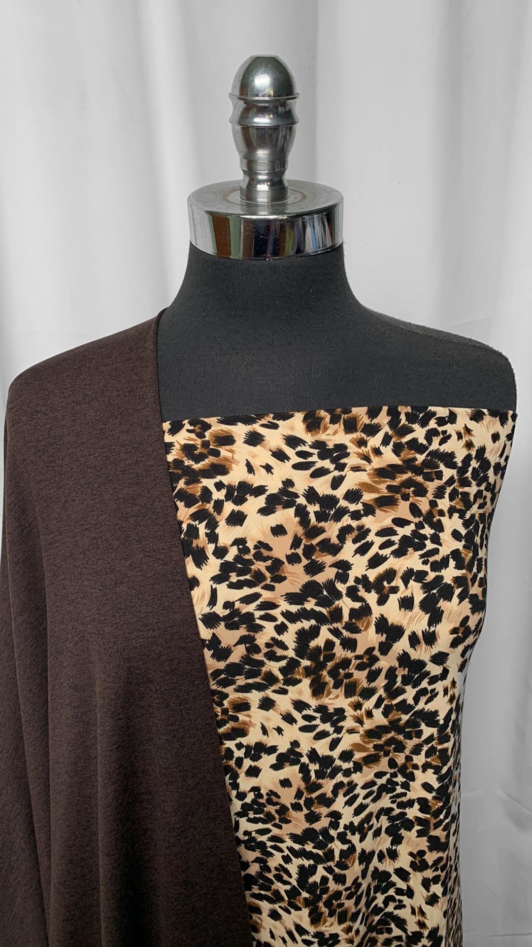 CHOCOLATE/LEOPARD BUNDLE : 2YD Heathered Chocolate Mid-Weight Peached PF & 2YD Leopard DBP : A25313