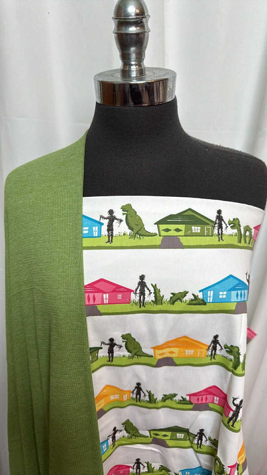 GREEN/SCISSORHANDS BUNDLE : 1.5YD Scissorhands Cotton Woven & 2YD Green Thermal : A28071