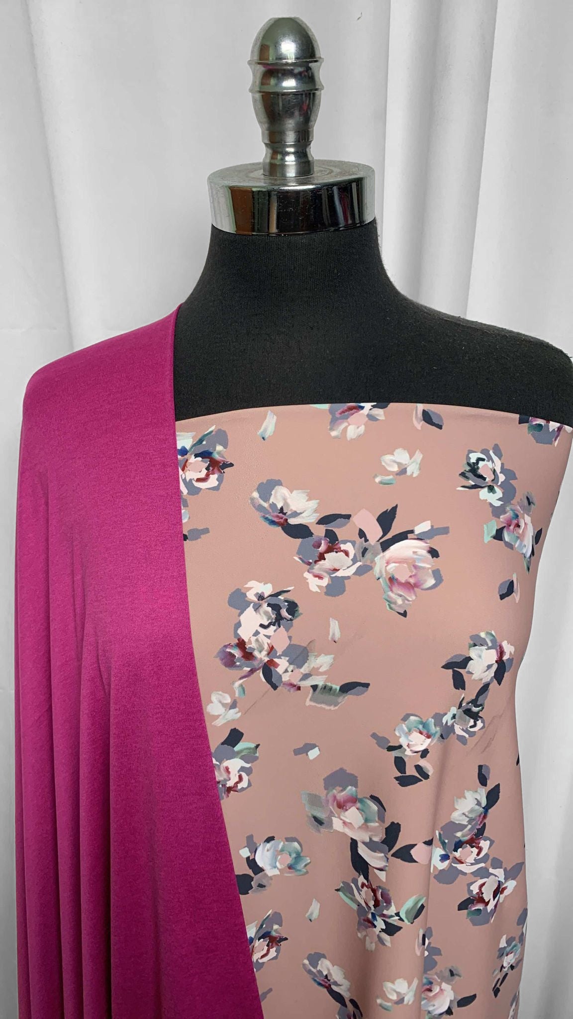 MAGENTA/BLUSH FLORAL BUNDLE : 1YD Blush Floral Yoga PF & 1YD Magenta Featherweight PF : A25588