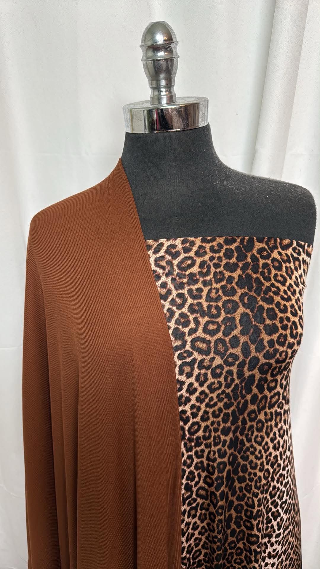 CINNAMON/LEOPARD BUNDLE : 2YD Leopard Venezia & 2.5YD Cinnamon PRS Rib : A30660