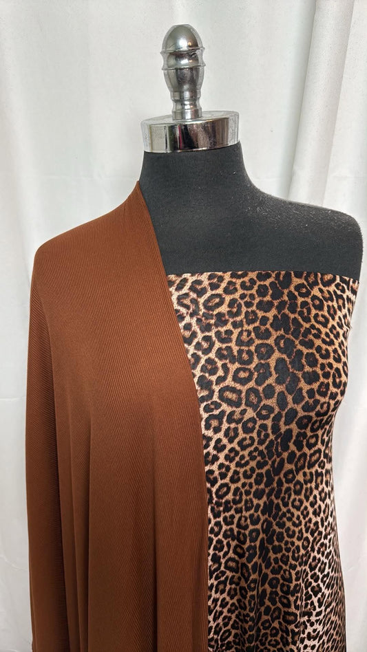 CINNAMON/LEOPARD BUNDLE : 2YD Leopard Venezia & 2.5YD Cinnamon PRS Rib : A30660