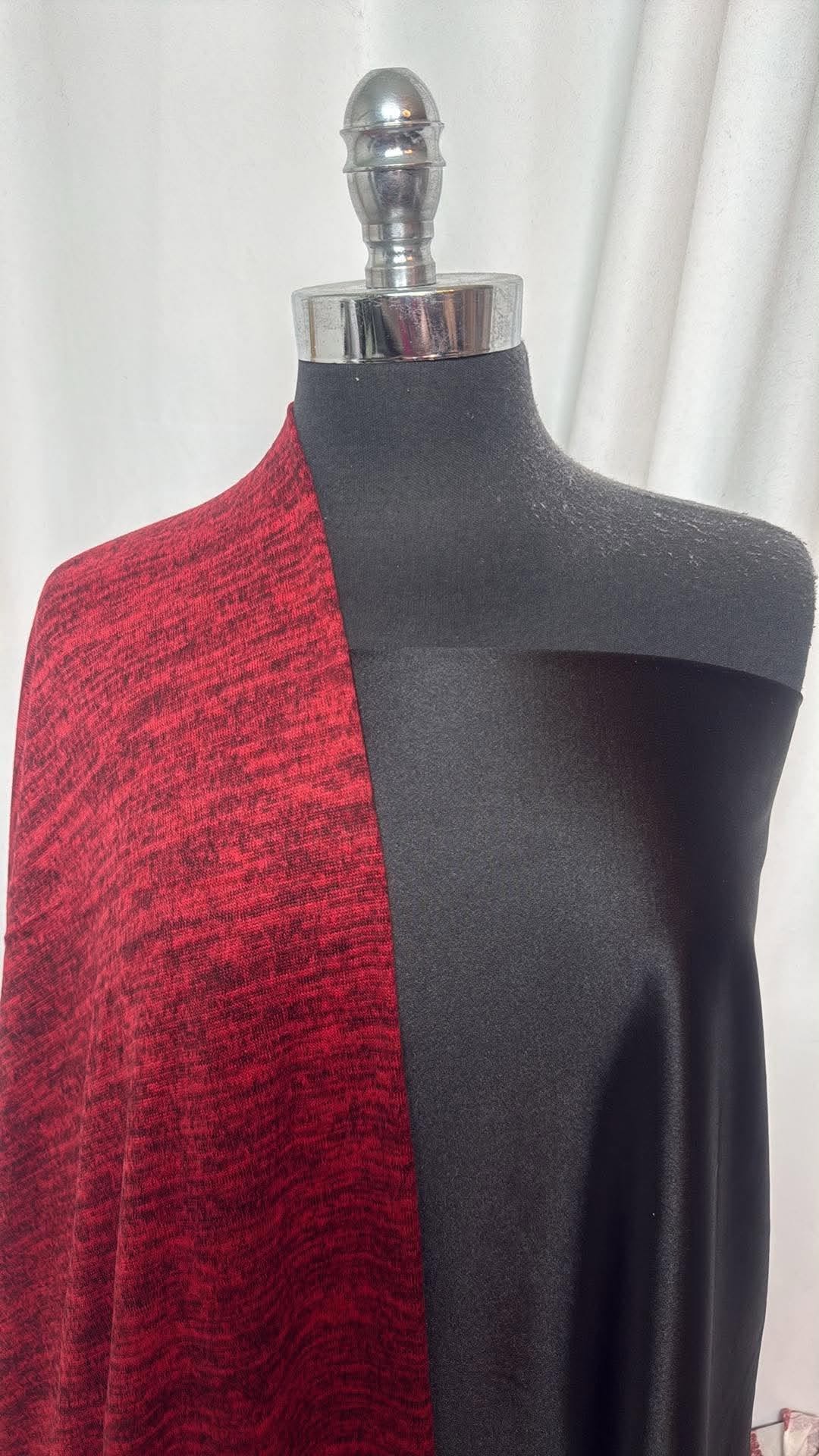 RED/BLACK BUNDLE : 1+YD Black Casino & 2YD Red/Black Brushed Hacci SK : A30858