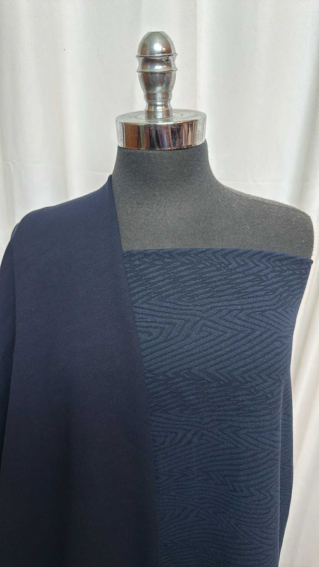 NAVY JACQUARD BUNDLE : 2YD Navy Jacquard PF & 2.5YD Navy Heavy Brushed C/S FT : A28095